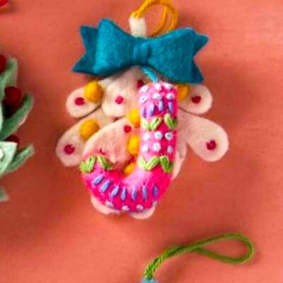 Anthropologie Ornament DECK THE HALLS Monogram LETTER J Holiday MISTLETOE NWT
