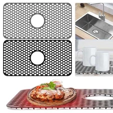 Silicone Sink Protectors Kitchen Non Slip Folding Mat with Center Drain NEW