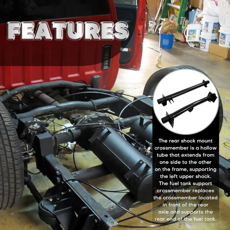 Soporte de tanque trasero y travesaño de montaje de amortiguador trasero para 99-06 Chevy Silverado GMC Foto 4 de 4