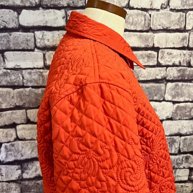Chico's Orange Quilted Button Down Jacket Size La… - image 9