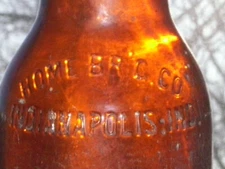 Vintage brown embossed Home BR'G Co. Indianapolis, Ind. glass 12 oz. beer bottle