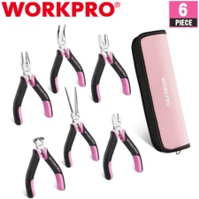 WORKPRO 6Piece Mini Plier Set Needle Nose Long Nose Bent Nose Diagonal Plier Set