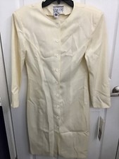 Kenar2 Women's Off White 100% Wool Button Front Dress Jacket Size 8