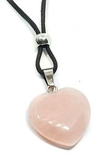 Rose Quartz Heart Pendant Love Crystal Gemstone Spiritual Bead Cord Jewellery