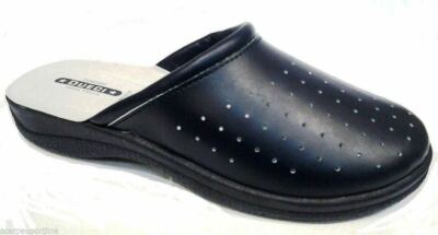 Pantofole Sanitarie In Vera Pelle Per Uomo - Comode, Traspiranti, Ideali Per Infermieri, Dottori O Cucina