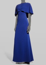  660 Teri Jon by Rickie Freeman Women's Blue Jewel Neck Capelet Dress Size 2