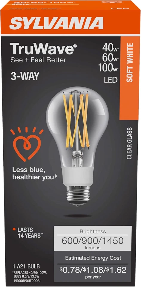 SYLVANIA LED Truwave Natural Series 3-Way A21 Light Bulb, 40/60/100W Equivalent - Image 3 of 4
