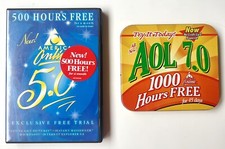 AOL 7.0 and 8.0 Free Trial Tins Lot of 5 CD ROM and Ephemera Vintage Media