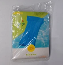 SUN SQUAD Blue Inflatable Pool Float Mattress Built In Pillow New