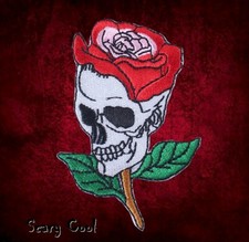 New Skull Rose Flower Skeleton Iron On Horror Embroidered Gothic Biker Patch