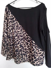 Size L black & cheetah print blouse by Shein. Excellent condition