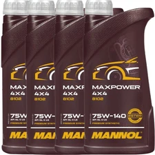 MANNOL Gear Oil Maxpower 75W-140 GL-5 8102 Premium Synthetic Transmissions 1L x4