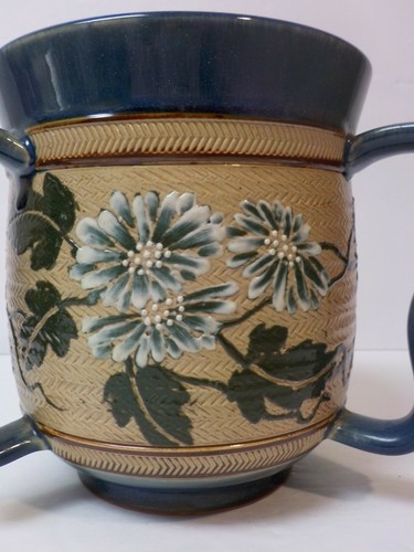 19th C. Doulton Lambeth Art Pottery 6" 3-Handled Loving Cup - Picture 3 of 11