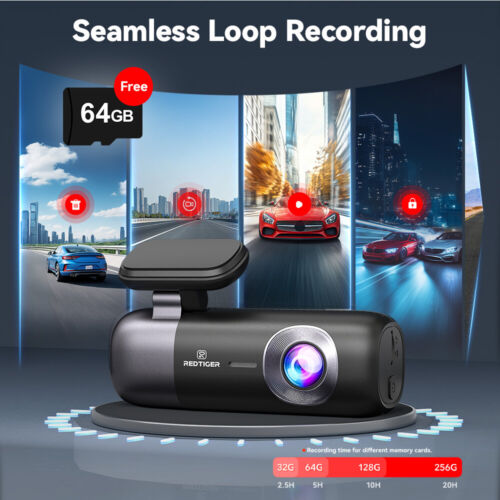 REDTIGER Dash Cam 4K Front und Rear Dash Camera WiFi GPS mit gratis 64GB SD-Karte - Bild 7 von 11