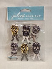 Jolee's Boutique Scrapbooking Puffy Stickers Black and White Skulls Halloween