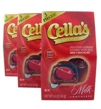 3 - 1.5oz mini boxes Cella's Milk Chocolate Covered Cherries - Free Shipping!