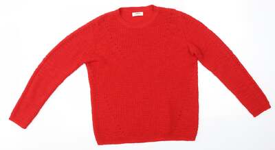 Matalan Damen Henley Pullover rot Rundhals Acrylmischung Größe M