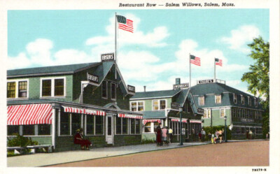 1947 SALEM WILLOWS MA Postcard RESTAURANT ROW EBSEN'S SWENBECK'S CHASE'S Mint