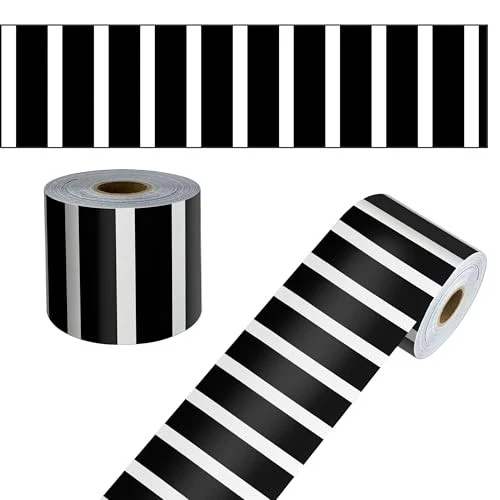 CARSON DELLOSA 65' BLACK AND WHITE STRIPES ROLLED STRAIGHT BULLETIN 1 ROLL — 第 2/4 张图片