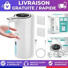 Distributeur savon automatique mural 400 ml sans contact Blanc PUGTOW
