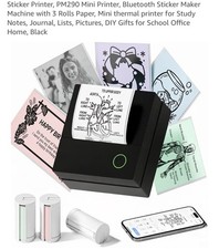 Sticker Printer,Mini Printer, Bluetooth Sticker Maker Machine with 3 Rolls Paper