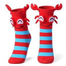 Funny Ocean Animal Socks with 3D Eye Design for Women Novelty One Size Red-crab