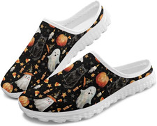 Womens Mules Fall Kint Mesh Indoor Outdoor Clog Slippers with Memory Foam Open B