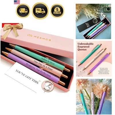 Meaningful Sobriety Gifts for Women, 3pk Fancy Pen Set with German-Made Ink, ...