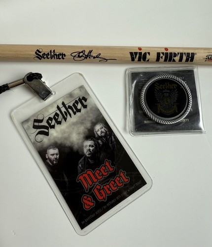 Seether LOT: John Humphrey Drum Stick INCLUDES Lanyard, Tour VIP Coin ...