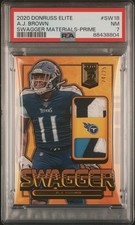 2020 PANINI DONRUSS ELITE SWAGGER MATERIALS PRIME #SW18 A.J. BROWN 24/25 PSA 7