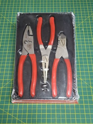 Snap On Tools 3-teiliges Set Nadel Nase Kombination Schneide Zange 47CF 87CF 96 CF ROT