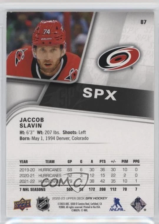 2022-23 SPx /299 Jaccob Slavin #87 - Image 2 of 2