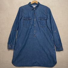 Girl Krazy Classic Denim Jean Tunic Shirt Dress Long Sleeve Size L Lightweight