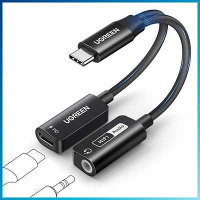 UGREEN USB C auf Klinke Adapter 2in1 mit 60W Schnellladung für iPhone Galaxy