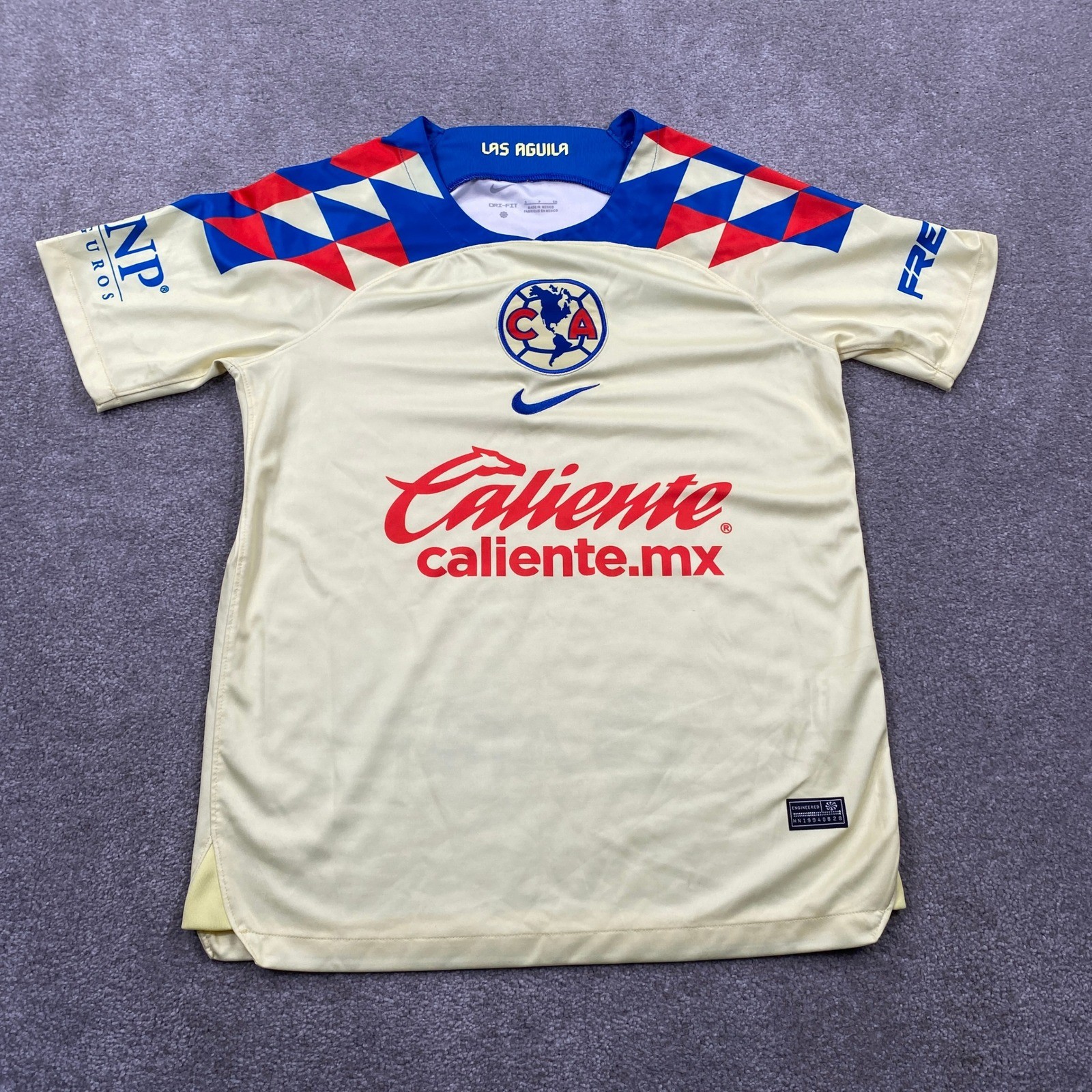 Nike Club America Soccer Jersey Mens Small Yellow Dri-FIT Las Aguilas Liga MX