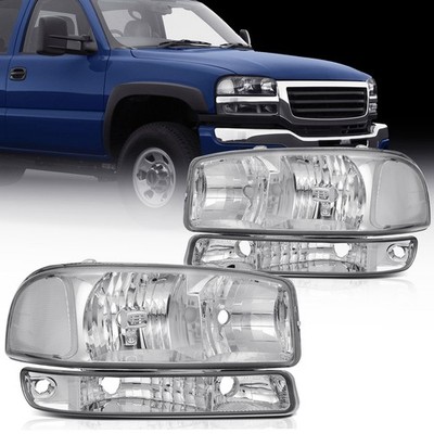 ECCPP Headlights For GMC Sierra 1500 2500HD 3500HD Yukon 1999-2007 Pair Chrome