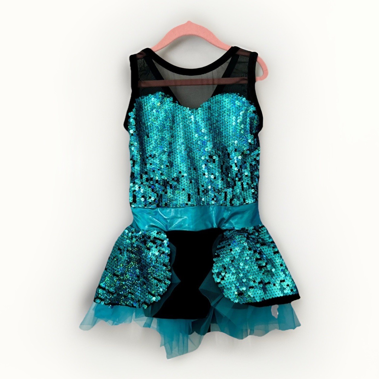 A Wish Come True Dance Tap Jazz Costume Blue Sequin “Name In Lights” Size ISC