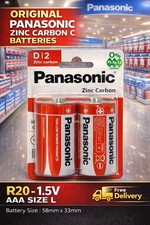 GENUINE PANASONIC R20 BATTERY SIZE D2  1.5V ZINC CARBON FOR REMOTES TOYS CLOCKS