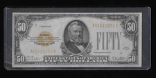$50 1928 GOLD CERTIFICATE MID GRADE CIRCULATED CONDITION A01420333A