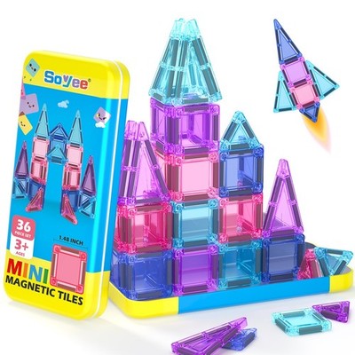 Soyee Magnetic Tiles Toddler Travel Games Magnet Building Blocks STEM Toy
