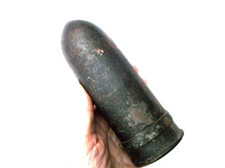 RARE ANTIQUE CARVED WOODEN PENCIL/SPILL CASE IN FORM OF A WW1 ARTILLERY SHELL