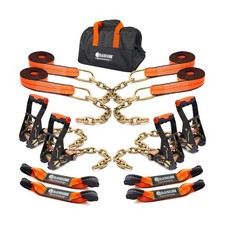 ORANGEE 8 Point Roll Back Vehicle Heavy Duty Tie Down Kit with Chain Extensio...
