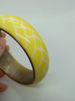 Armreif Armband gelb weiß messingfarben Vintage Stil Schlangenhautmuster