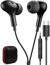 USB C Headphone for Samsung S26 S25 FE S24 A16 A17 Wired Earbuds S M L, Black