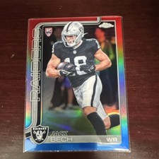 Topps 2025 Chrome Rookie Red White & Blue Refractor Jack Bech Raiders #388