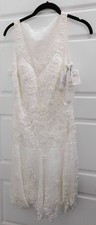 SUE WONG White Floral Beaded Strapless Dress 295rt sz 2 NWT