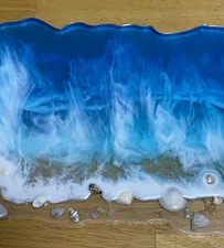 OOAK Epoxy Resin Ocean Beach Vanity or Serving Tray