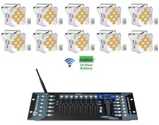 10 Rockville BEST PAR 60 White Rechargeable Wash Lights Wireless DMX Controller