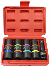 5pc. 1/2" DR FLIP LUG NUT IMPACT SOCKET METRIC/SAE WHEEL Thin Wall TAIWAN