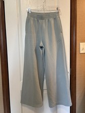 Adidas Women's All SZN Fleece Loose Wide Leg Pants, Light Sage, XS, Lounge